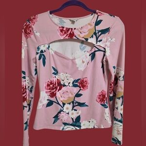 Guess Floral Top With Sweetheart Cut Out Detail